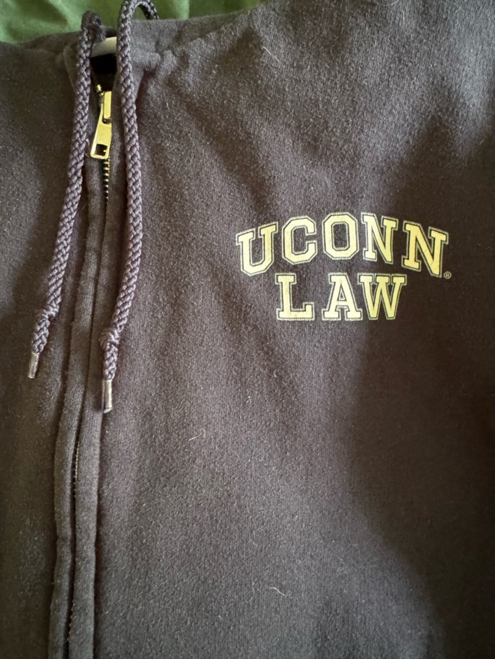UCONN LAW Navy Blue Zip Hoodie with Logo